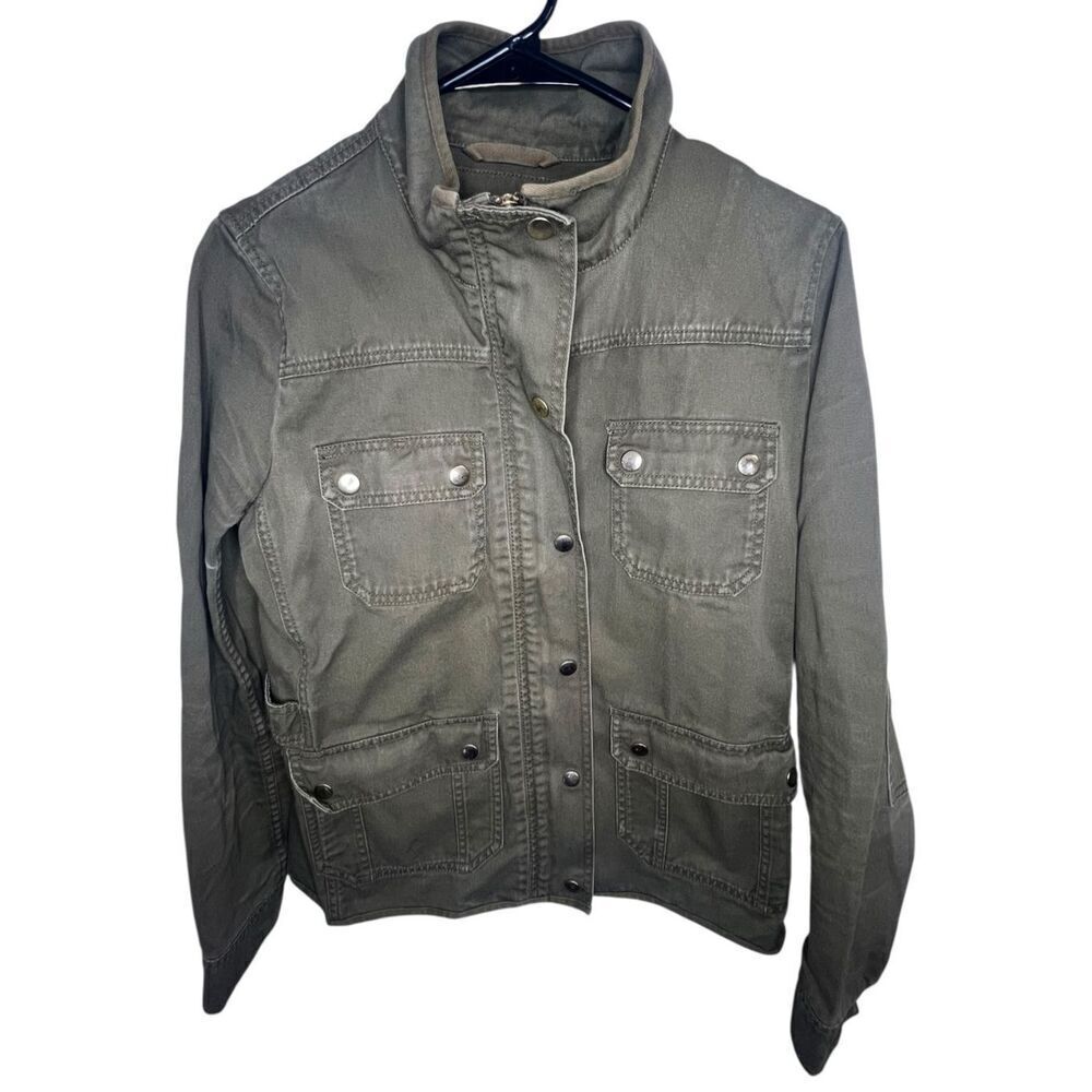 J. Crew Army Green Zip And Button Up Cargo Jacket With Pockets